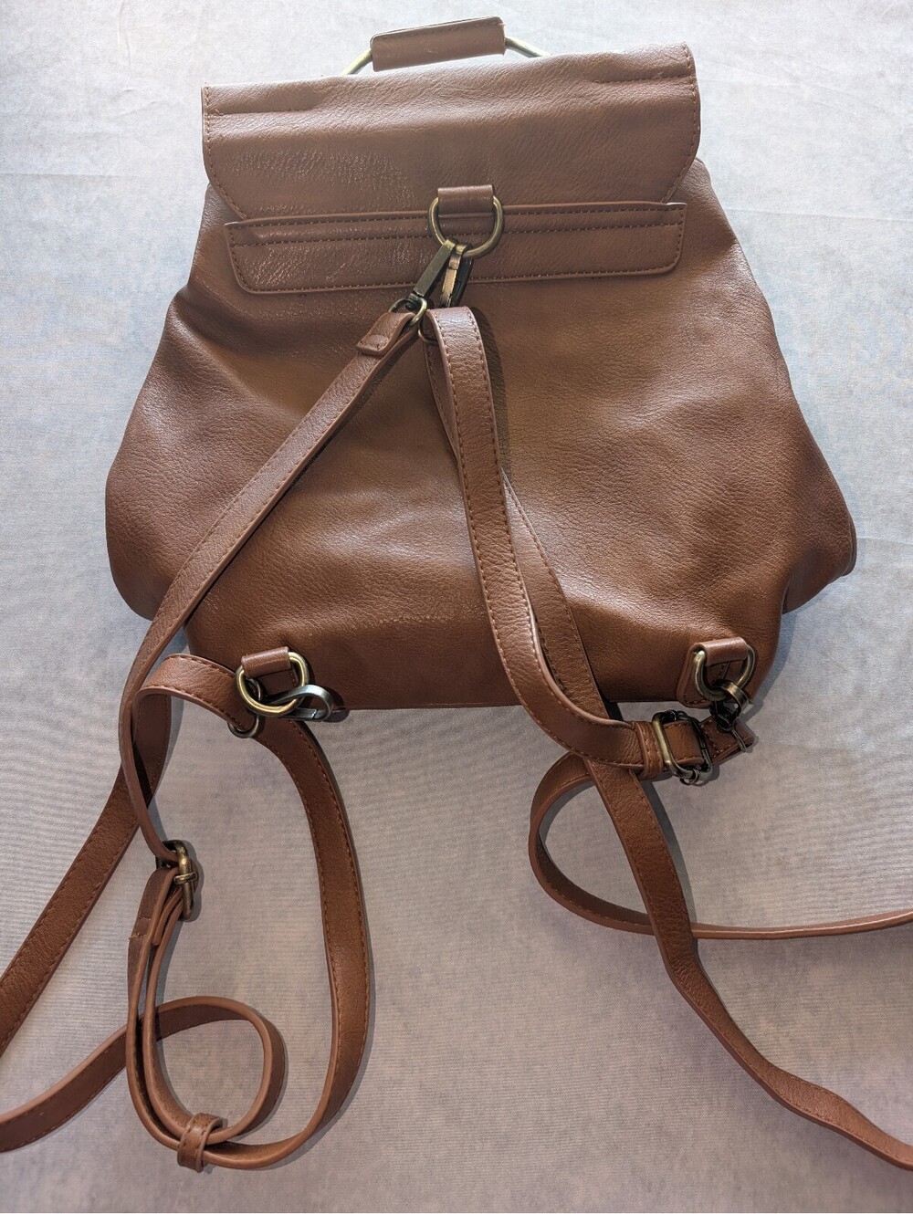 Antik Kraft Vegan Leather Backpack purse with Leopard print inside - Picture 3 of 6